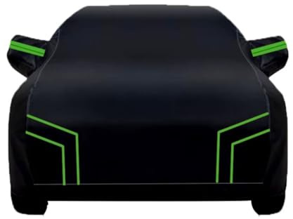 générique Bâche Voiture Impermeable Compatible avec Nissan Micra K12 1992-2010,Housse de Protection Voiture Extérieur Contre Pluie Soleil avec Zip（Black Green）