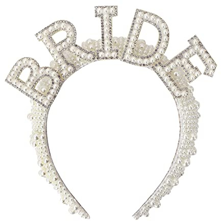 YUNCHONGuk Bride Haarreif Perlen Haarreif Bride To Be Stirnband Braut Haarschmuck Braut Accessoires für Bachelorette Party Hen Party Hochzeit Dekoration
