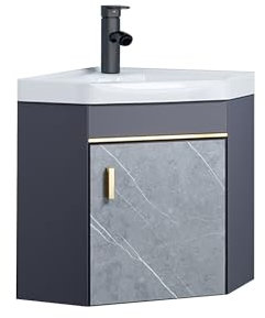 JOSIAHCQ Meuble Salle de Bain avec Vasque Ensemble Meuble d'angle sous Lavabo Salle de Bain Meuble Lave Main WC Suspendu Moderne et Fonctionnel vec Robinet Adapté Aux Petits Espaces(48cm/18.89in)