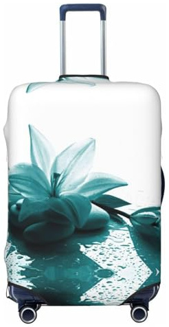 JEJEA Housse de protection pour valise, lavable, anti-rayures, motif lys bleu sarcelle, Noir , XL