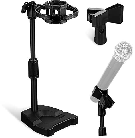 DRESSOOS Soporte De Micrófono De Escritorio Con Base Ajustable De Altura Soporte De Montaje Amortiguador y Clip De Micrófono Para Estudio De Grabación o Casa