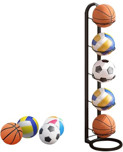 NUWIQ 5 Capas Soporte para Balón de Fútbol, Soporte Vertical para Pelotas de Futbol, para Guardar Balones de Baloncesto, Fútbol y Voleibol, Negro