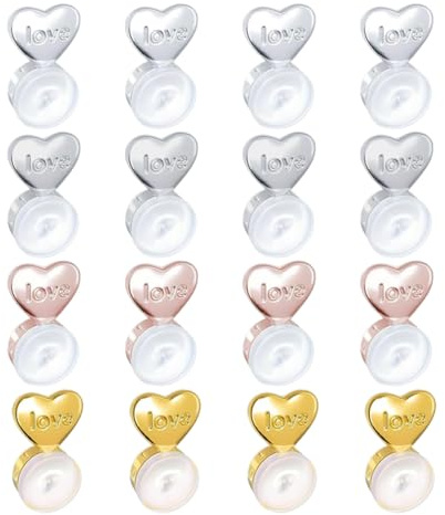 8 pares soportes de silicona para pendientes para orejas caídas, soportes traseros para pendientes y tachuelas pesados, cierres de pendientes para mujer