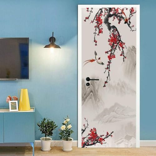 Türtapete Selbstklebend 77 x 200 cm Japan Türaufkleber Kirschblüten Türposter PVC Wandaufkleber Wasserdichte Fototapete Türfolie Poster Tapete Türbild Für Türwand Dekoration C380