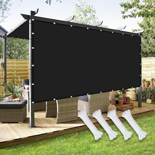 Tenda a Vela Ombreggiante Impermeabile 4 x 6 m 98% Protection Contre Les Rayons UV Schermante Ombreggiante con Fune Tenda a Vela per Patio Balcone Prato, Nero