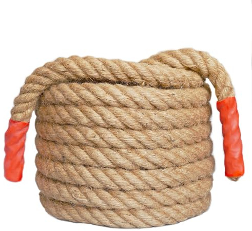 DELLNA Natürliches Juteseil, 20 mm 15 m Dicke Jute Schnur, Vierfach Geflochtene Seil aus Naturfasern, Hanfseil für Handlauf, Sport, Dekoration, Tauziehen