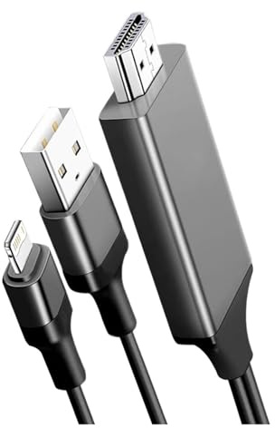 FCJPYRAPS Câble vidéo, Compatible avec iPhone, iPad Mini, 14, 13, 12, 11 Pro Max, éclairage vers HDMI, projecteur TV, Adaptateur AV numérique, convertisseur, Ligne de Conversion d'affichage HD 4K(C1)