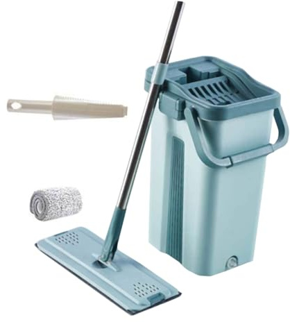 Healvian Fregona Manos Libres Cubo para Trapeador De Limpieza Fregona Sin Lavado De Microfibra Trapeador para Polvo para Uso Doméstico