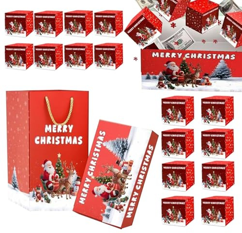 Kanoauo Weihnachts Explosionsbox Für Geldgeschenke | Faltbare Weihnachts-Geldbox,Wiederverwendbare Sprungbox Für Kinder Erwachsene Feiern