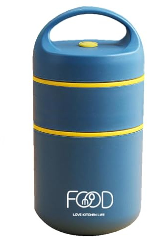 Insulated Hot Food Flask - Stainless Steel Double Walled Vacuum Insulated Leakproof Soup Flask with Handle - Food Flasks Keep Hot/Cold for 12 Hours for Indoors Outdoors Adults and Kids