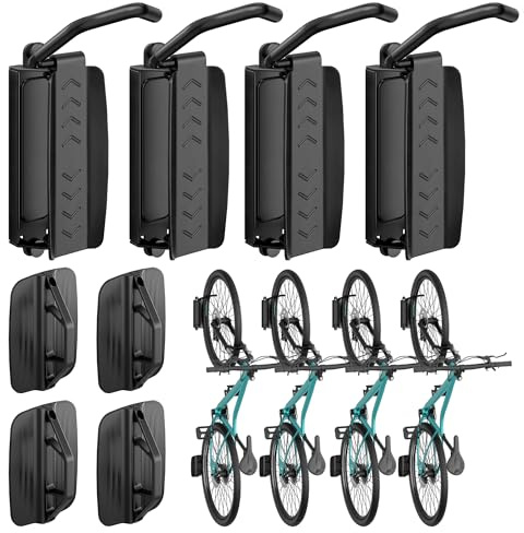 PEGZONE Schwenkbare Fahrrad Wandhalterung, Hält bis zu 35 kg/er, 4 Stück | Verstellbarer Fahrradständer für die Garage, Platzsparender Stabiler Fahrradhalterung, Robuste Fahrradaufhänger, Schwarz
