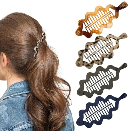 VelvetGlow 4 pièces de pinces à cheveux banane pour femmes, pinces à griffes pour cheveux fins, accessoires capillaires en acrylique, maintien doux pour usage quotidien, décoration de coiffures de