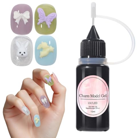 Gel de Modelage pour Ongles,10 ml Colle Transparente Charm | Gel de Construction 3D pour Ongles | pour Prothèse Ongulaire, Art du, Vernis, Strass et