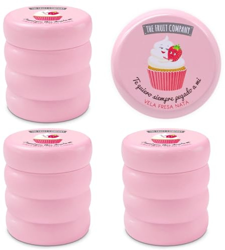 The Fruit Company Vela Perfumada Fresa Nata Lata Michelin Aroma Dulce Gourmand – Cera Vegetal con Mecha de Algodón – Pack 3 x 150 g (Ambiente Acogedor y Duradero)