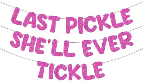 Tourima Pink Glitzer Banner Last Pickle She'll Ever Tickle, JGA Deko Frauen Banner Set Bride to Be Girlande Team Braut – Junggesellinnenabschied Frauen Party Zubehör, Bachelorette Party Accessories