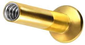 PIERCINGLINE Piercing Stecker Titan Triple Piercing Mini Labret mit Innengewinde ohne Kugel Goldfarben Stablänge: 4mm