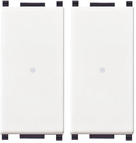 VIMAR 14100 Plana Interruttore 1P 10 AX 250 V~ assiale illuminabile, tasto sostituibile, bianco. Max 100 W per lampade con alimentatore integrato (IEC 60669-1:2017) (Confezione da 2)