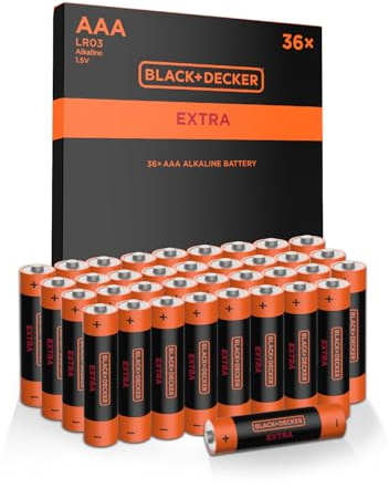 Black+Decker Extra Alkaline AAA Batterien, 36er Pack, 1,5V LR03
