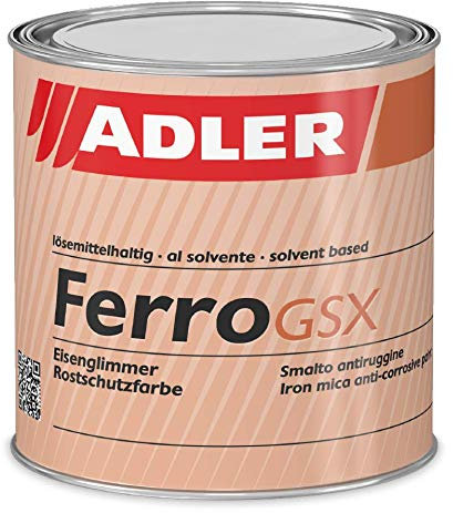 ADLER Ferro GSX - 3in1 Rostschutz Grund & Decklack - Halbtransparent 9,53 L - extremer Korrosionsschutz durch spezielle Eisenglimmer-Pigmentierung, für Blechdächer, Stahlkonstruktionen - Metalllack