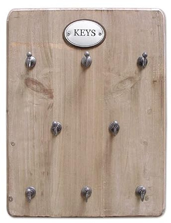 zeitzone Schlüsselbrett Keys 8 Haken Schlüsselkasten Holz Landhausstil Braun 25x33cm