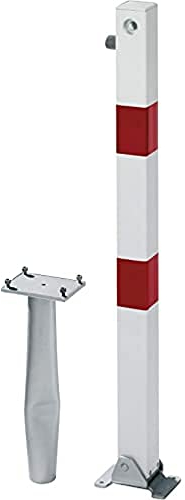Alberts 781149 Absperrpfosten Klappy-Bo | wahlweise in verschiedenen Ausführungen | zum Einbetonieren, umlegbar | weiß | Pfosten 70 x 70 mm | Höhe über Boden 100 cm