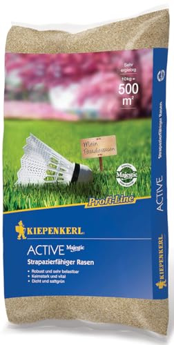 Kiepenkerl Active Strapazierfähiger Rasen 661806, 10 kg | Spiel- & Sportrasen, Rasensamen, Rasenteppich, robust & belastbar, für Trockenrasen und Schattenrasen