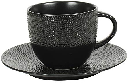 Taza de té de 22 cl, con platillo Vsuvio negro (lote de 6)
