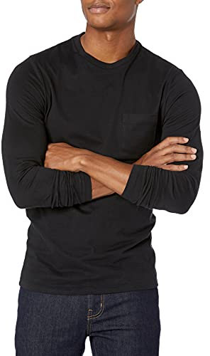 Amazon Essentials Men's Slim-Fit Long-Sleeve T-Shirt, Black, S