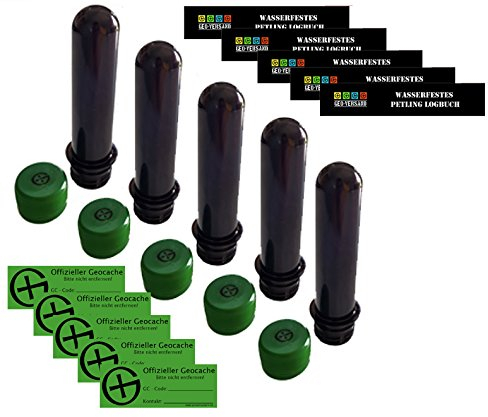 NEU - 5 x Petling + Logbuch + Geocaching Aufkleber Versteck Set Paket Micro