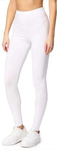 Merry Style Damleggings bomull för året runt bekväma leggings ogenomskinliga kvinnor idealiska för yoga sport gym och fritid MS10-198, Vit, XL