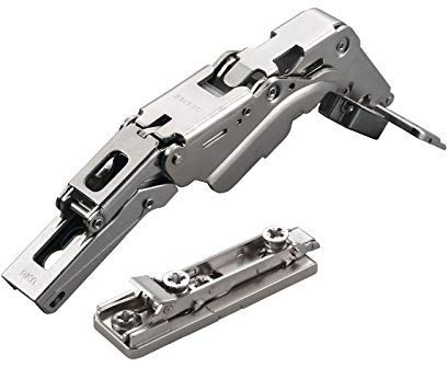 2 x Salice Topfband 155° Serie 200 Bohrbild T45 Eckanschlag | inkl. Linear-Montageplatte Höhe 6 mm mit vormontierten Euroschrauben und Exzenterverstellung Schrankscharnier von SOTECH