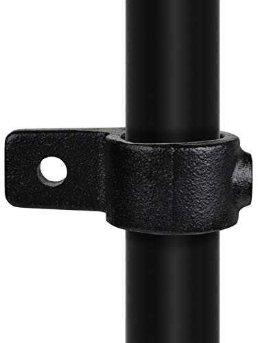 Klemp - Schwarz Stellring-Halterung mit Einzel-Lasche/Einzel-Flansch, Befestigungs-Ring, Rohrverbinder, inkl. Schrauben Typ 55BC - 33,7 mm / 1