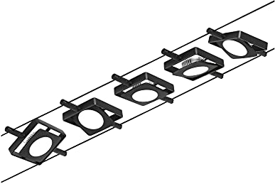Paulmann CorDuo 94424 - Set di cavi LED MacLED DC incl. 5 x 4,5 Watt, espandibile, nero opaco, fune metallica cromata 3000 K