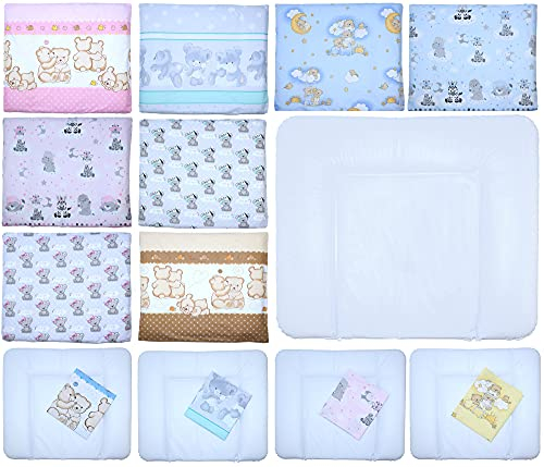 Wickelauflagenbezug - Wickelauflage -75x85 cm- Bezug für Wickelauflage Baumwolle (Bärchen auf Leitern - GELB, Nur Bezug)