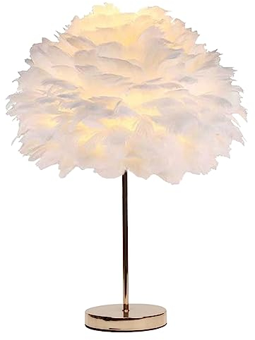 Plume Lampe de Table Chambre Lampe De Chevet Créative Romantique Simple Moderne Veilleuse Chaude Lumière Décorative Plume Bureau Abat-Jour