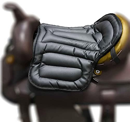 Fhdisfnsk Assorbimento degli Urti e Ispessimento della Sella del Cavallo, Morbido Cuscino per Sella equestre Equipaggiamento per l'equitazione Sottosella Western Completo in PU indolore, Nero