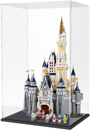 Nynelly Vitrine für Sammelfiguren, Acryl, mit Schwarzem Untersatz, für Lego Castle 71040 Spielzeugs, Zum Selbstaufbauen, 51 x 38 x 79cm