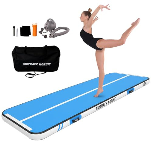 AirTrack Nordic Home Special Edition Air Track Matte 3m/4m/5m/6m/7m/8m mit Luftpumpe, Turnmatte Aufblasbar für Gymnastik, Yoga, Langlebig & Einfach zu Transportiere Air Tracking Gymnastikmatte Zuhause