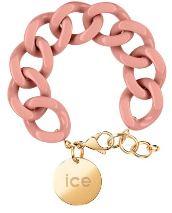 ICE - Jewellery - Chain bracelet - Clay - Kettenarmband mit rosafarbenen XL-Maschen für Frauen, geschlossen mit einer goldenen Medaille (020350)