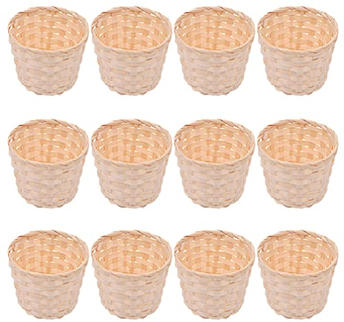 PATKAW Kleiner Geflochtener Korb 12 Stück Mini-Aufbewahrungskorb Desktop-Gewebter Korb Runder