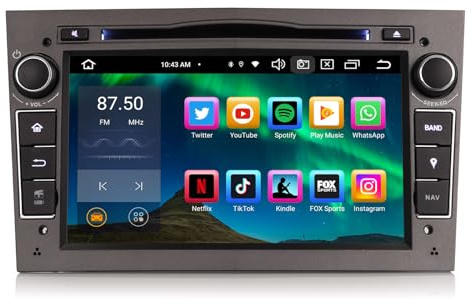 GONFEN 7 Zoll 8-Kern Android 14 Autoradio mit Bluetooth GPS Sat Passt für Opel Vauxhall Astra H Corsa C/D Meriva Vivaro Zafira Kabelloses Carplay Android Auto WiFi 4G DVD Canbus DAB+ RDS DSP 4GB+64GB