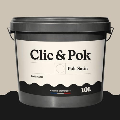 POK SATIN Peinture Mur Plafond – Intérieure Satinée, Lessivable, Multisupport - Beige 100m² - 10L