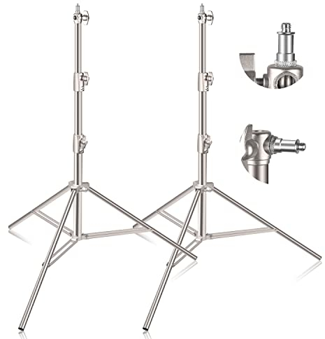 EMART 2 Pcs Light Stand Kit, 2,8M Trépied d'Eclairage en Acier Inoxydable avec Adaptateur Universel 1/4 à 3/8 pour Studio Photo, Softbox, Monolight, Flash