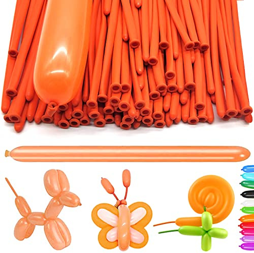 YOUYIKE 100 Stück Modellierballons, Lange Luftballons zum Formen, Modellier Luftballons für Tiere, Magischer Ballon, für Geburtstage Veranstaltungen Dekoration, Partys, Hochzeiten (Orange)