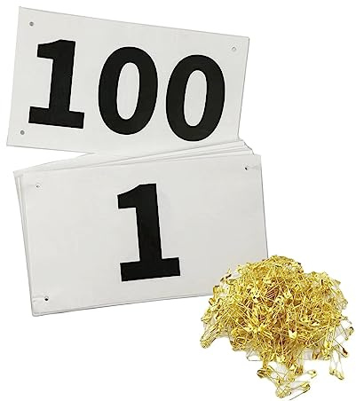 Kayiete 1-100 Stück Lauf-Lätzchen, große Zahlen mit Sicherheitsnadeln für Marathon-Rennveranstaltungen, Tyvek, reißfest, wasserdicht