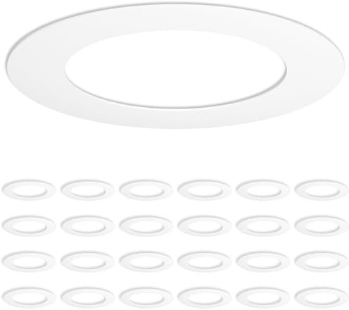 Amico 24 Pack Goof Rings for 6 Inch Recessed Lights, Can Light Trim Ring Cover, Outer Diameter 8.6-inch, Inner Diameter 6.2-inch, Durable Plastic Design, White