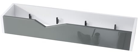 Vladon Coat Rack Wall Hooks Coat Panel Kolmio, Carcass in White matt, Front in Grey high Gloss 83,5 x 12,5 x 21 cm