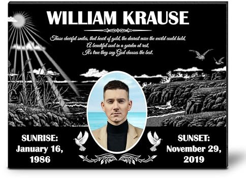 ADFSTONE Personalised Memorial plaques for Grave, Memorial Grave Plaques Stones for Humans, Loved Ones, Lost Father, Mother, Grave Markers Memorial Gifts with Engraved Photo.
