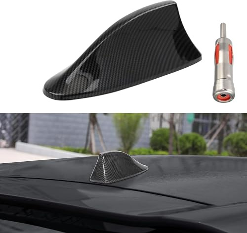 Norhogo Haifischflossen-Antenne, Auto-Antennenflosse, Haifischflossen-FM/AM-Radio-Signal-Antenne Selbstklebend Wasserdicht Universal, Auto-Dekoration (Schwarze Kohlefaser)