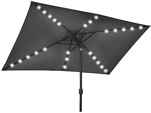 KHDONT Ombrellone da Giardino Ombrellone Rettangolare Ombrellone a Luce Solare Ombrellone a 6 Stecche con inclinazione a Bottone Ombrellone da Sole Ombrellone 2x3m / 79x118 Base riempibile